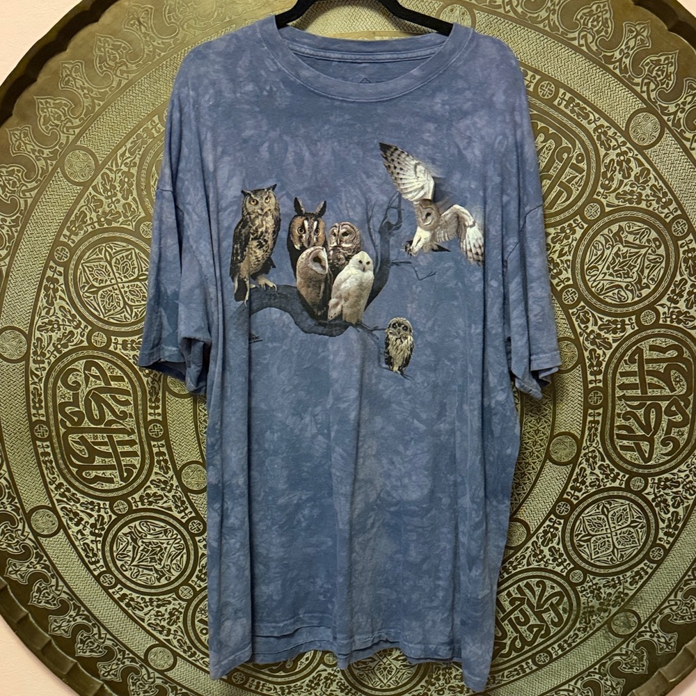 The Mountain Blue Owl Gathering Vintage Animal Print Cotton Shirt 3XL